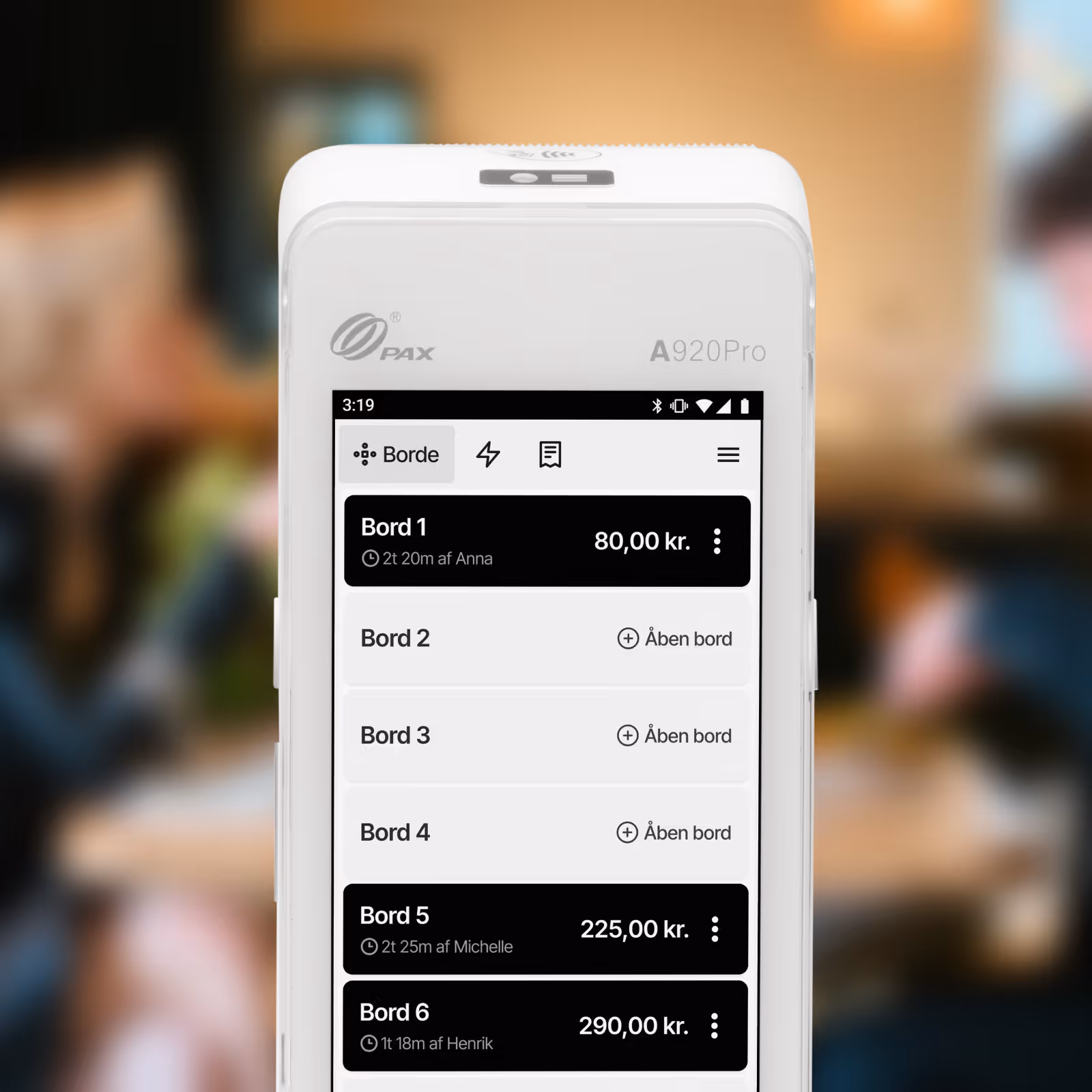 mPOS table management UI composition